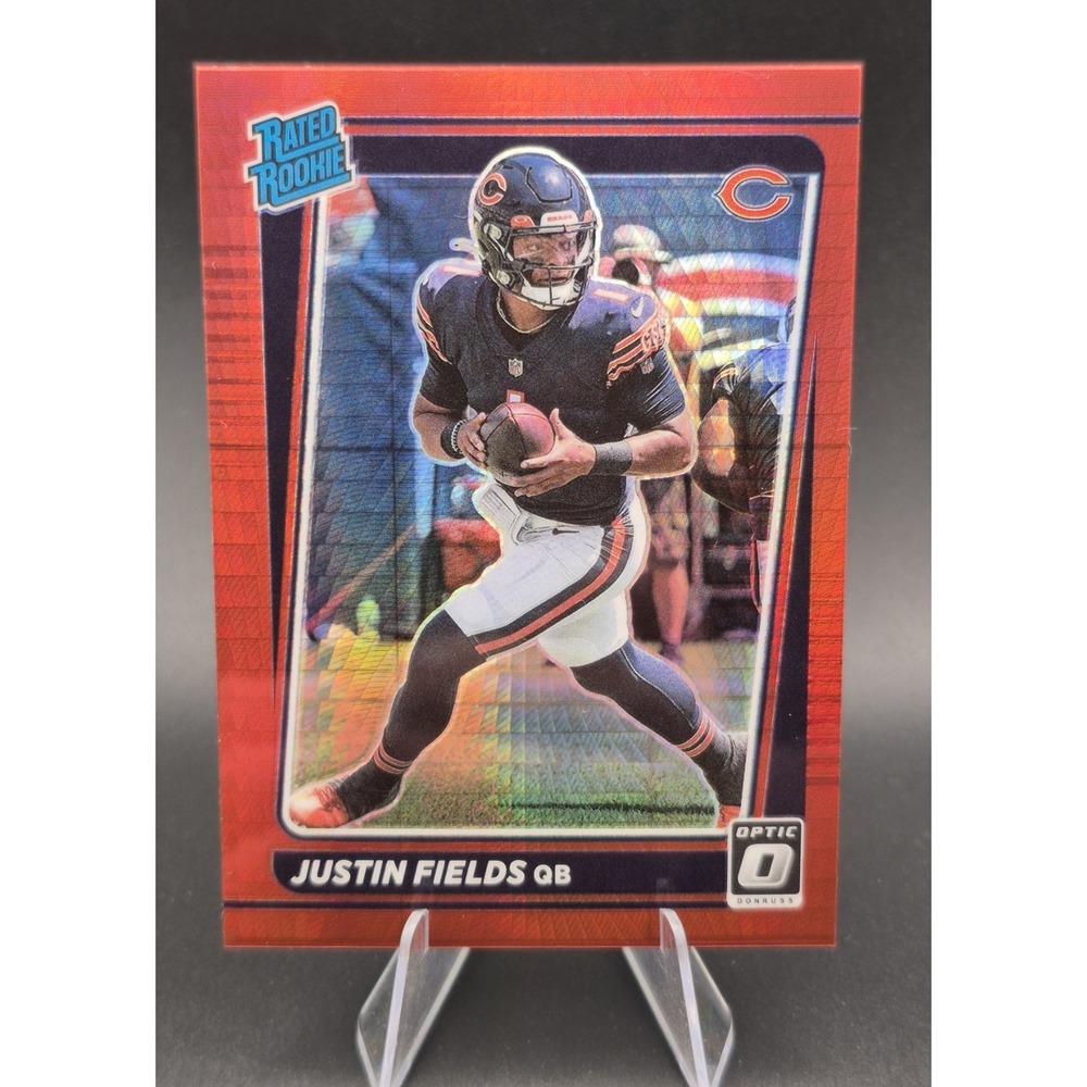 2021 Donruss Optic Justin Fields #204 Rated Rookie Red Hyper Prizm (RC) Bears